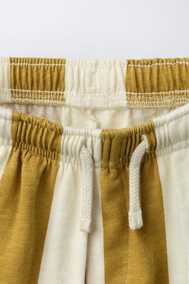 PANTALON DROIT EN MOLLETON À RAYURES - Ocre de Zara - Image 2