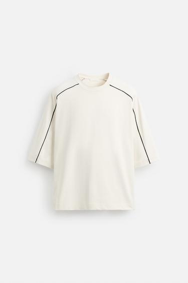 Zara CONTRAST TRIM SWEATSHIRT - Oyster-white
