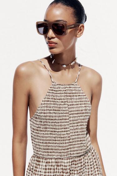 GINGHAM CHECK MIDI DRESS - Brown by Zara - Image 4