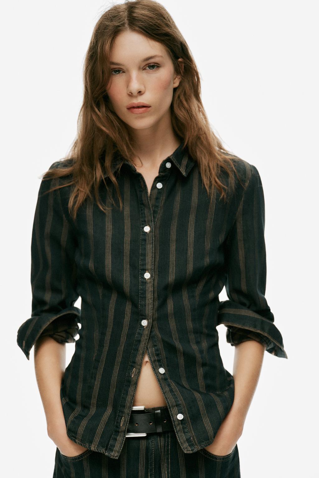 TRF DENIM STRIPED SHIRT