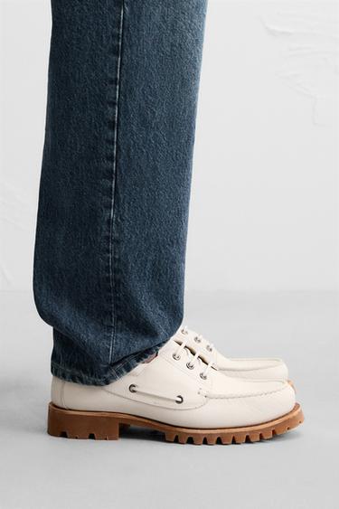 LEATHER DECK SHOES - White by Zara - Image 0