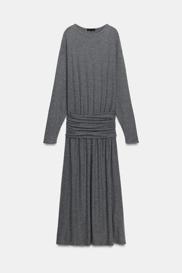 ソフトファブリック ワンピースグレーマールZaraのソフトファブリック ワンピース - グレーマール 