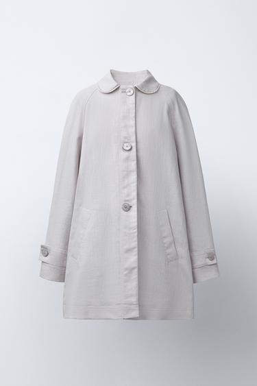 PLAIN LINEN BLEND COAT - Pearl grey by Zara - Image 0