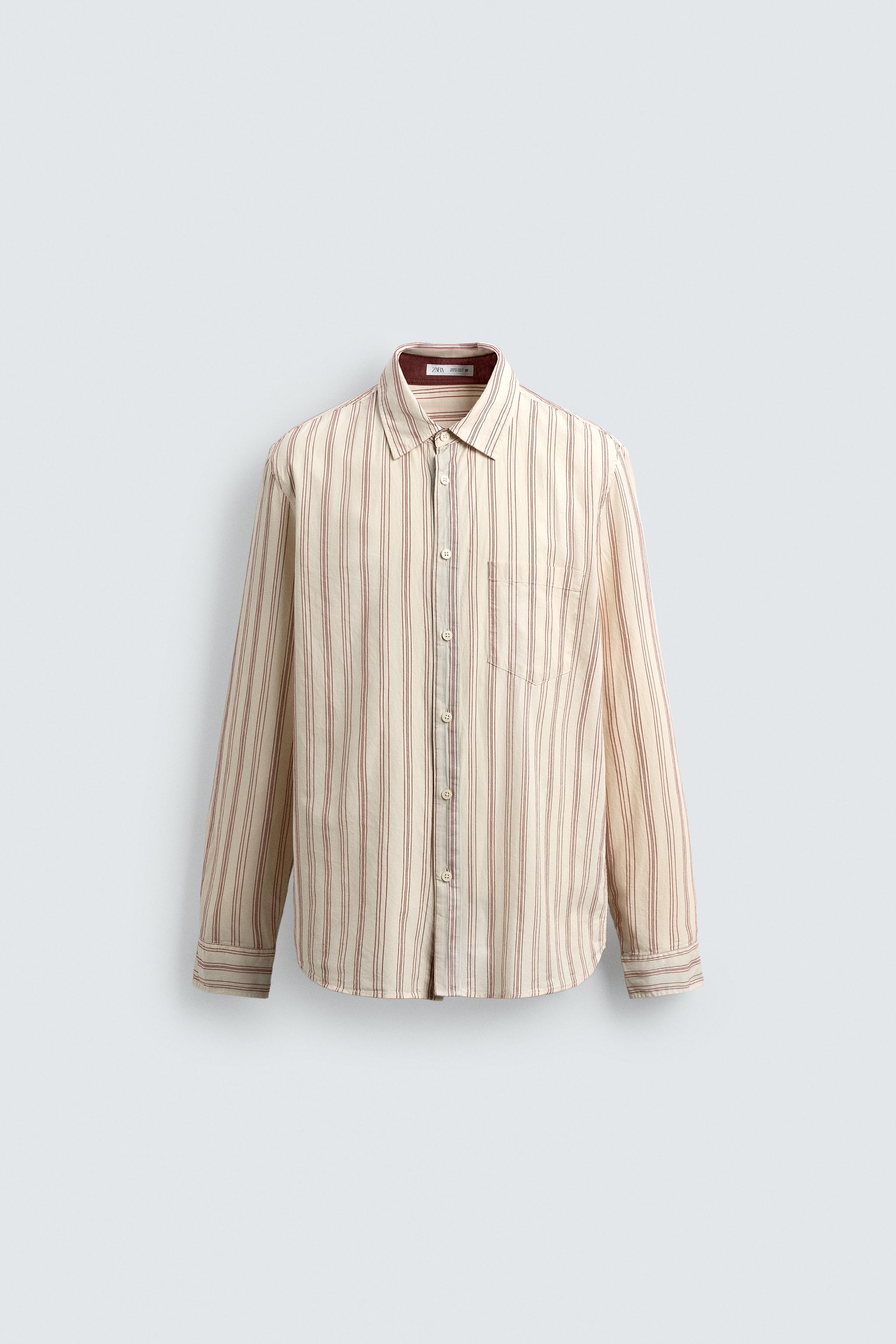 TEXTURED STRIPED SHIRT - Oyster-white | ZARA United States