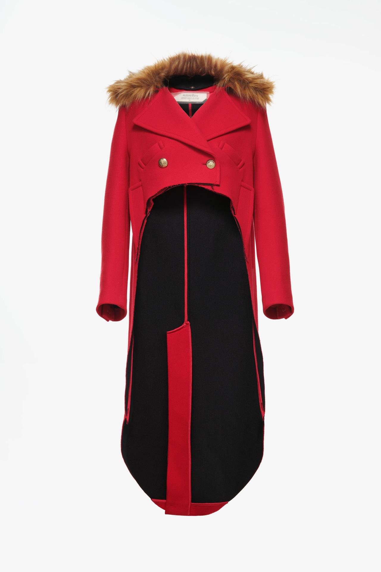 LIMITED EDITION ASYMMETRIC WOOL COAT — Red