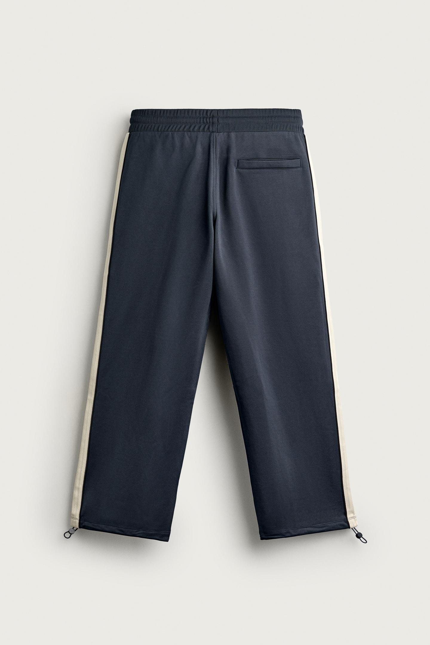 Мужские брюки Zara Contrast Retro Track Pants, цвет: Синий / Стальной — фото 7
