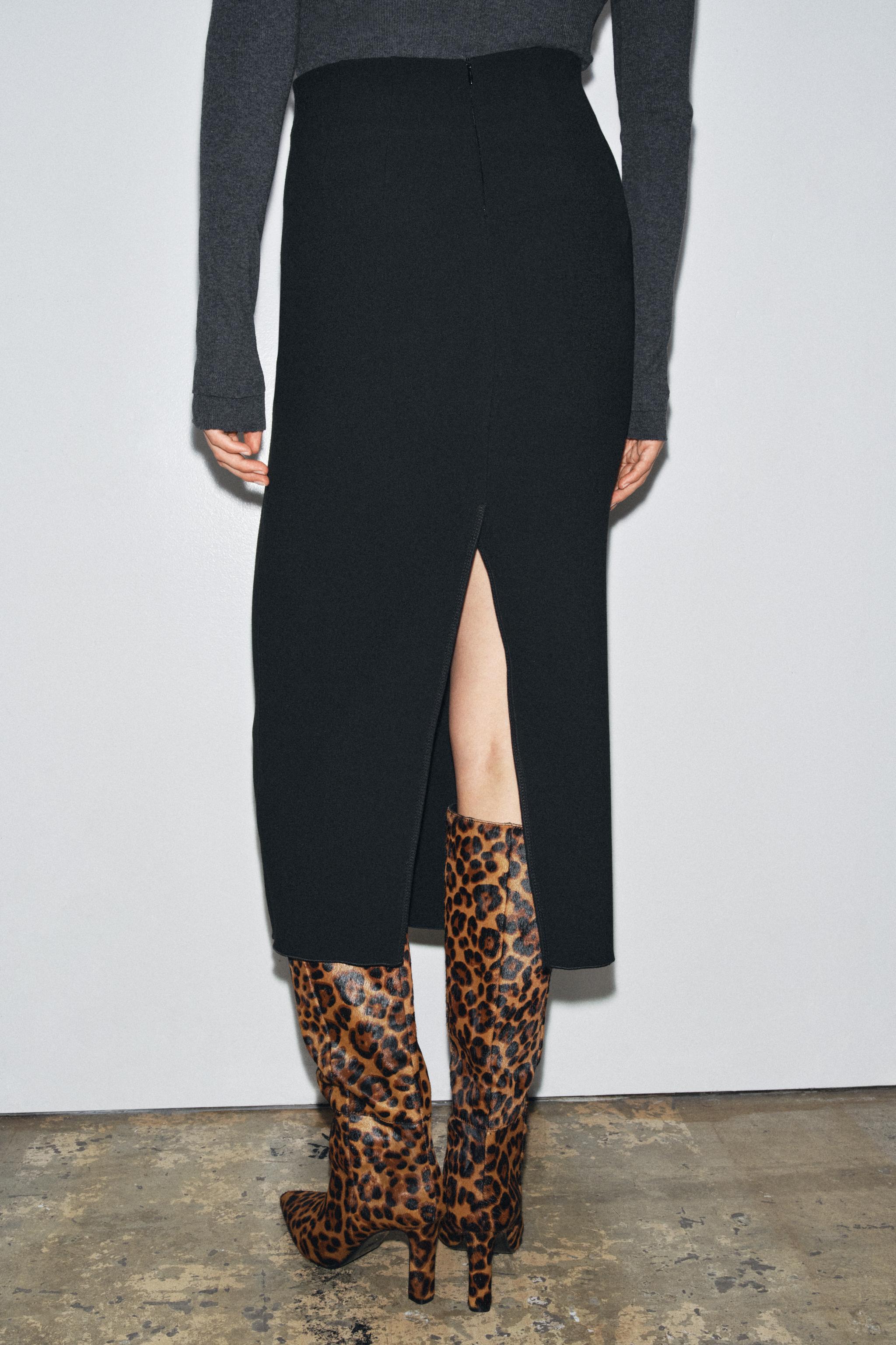 ZW COLLECTION SLIT PENCIL SKIRT - Black | ZARA Canada