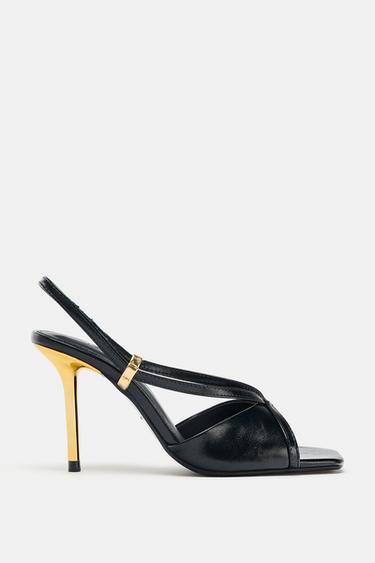 HEELED SANDALS WITH METAL DETAILS - Black by Zara