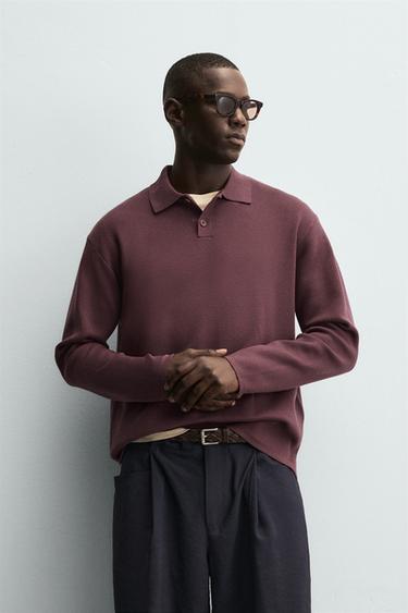 SOFT KNIT POLO SHIRT - Burgundy by Zara