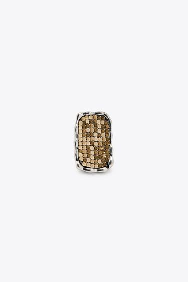 COMBINED RECTANGULAR RING - Gold / Silver by Zara