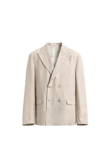 DOUBLE-BREASTED 100% LINEN BLAZER - Light beige by Zara