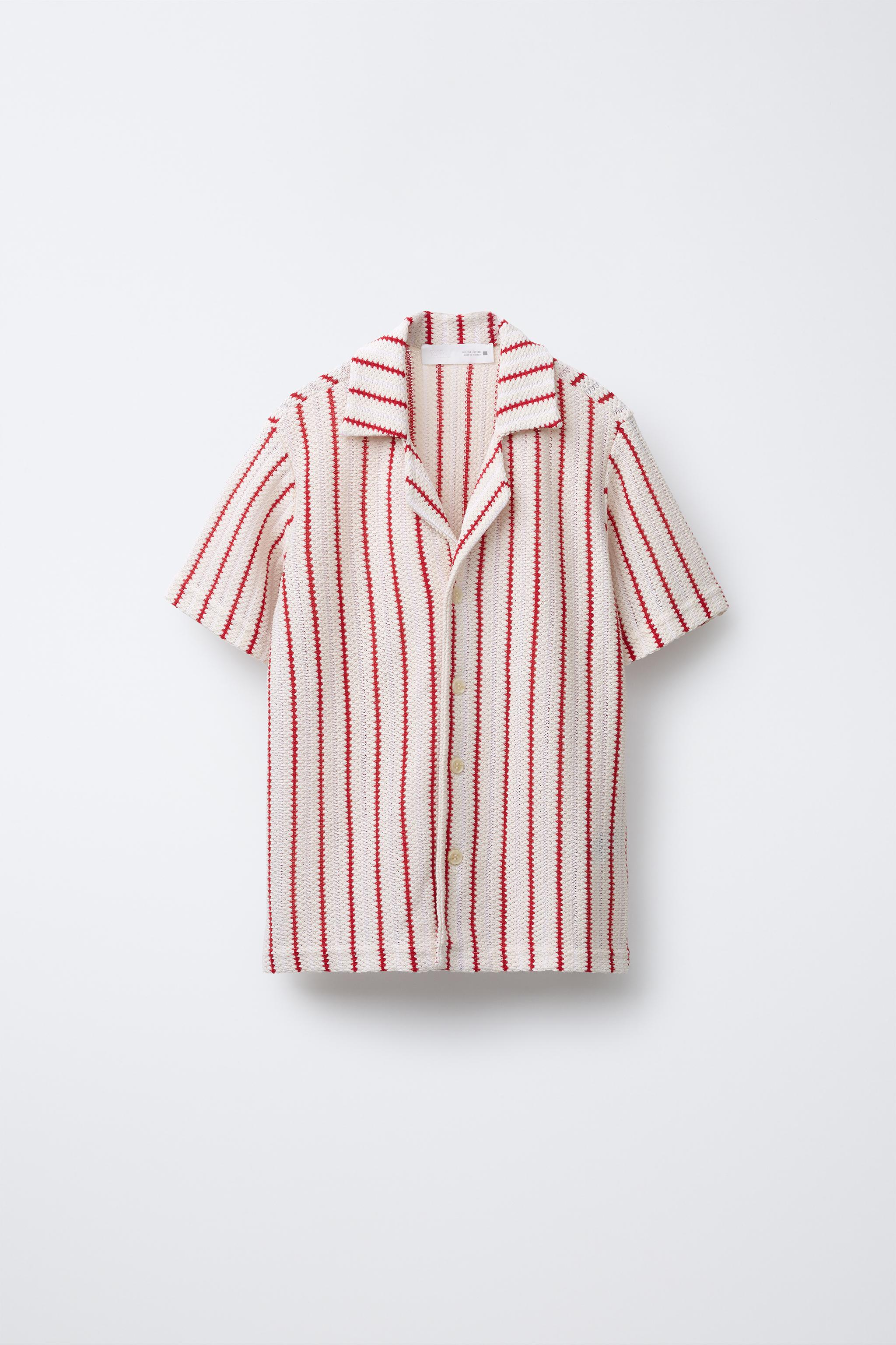 ［ZARA］ストライプ柄ニットシャツ ストライプ ニットシャツ - ネイビーブルー | ZARA Japan / 日本