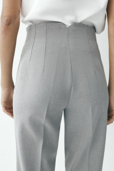 CALÇA DE CINTURA ALTA - Cinza-pérola da Zara