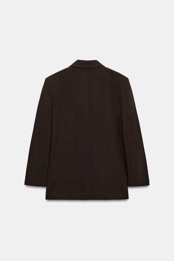OVERSIZED DOUBLE-BREASTED BLAZER - Brown by Zara - Image 7