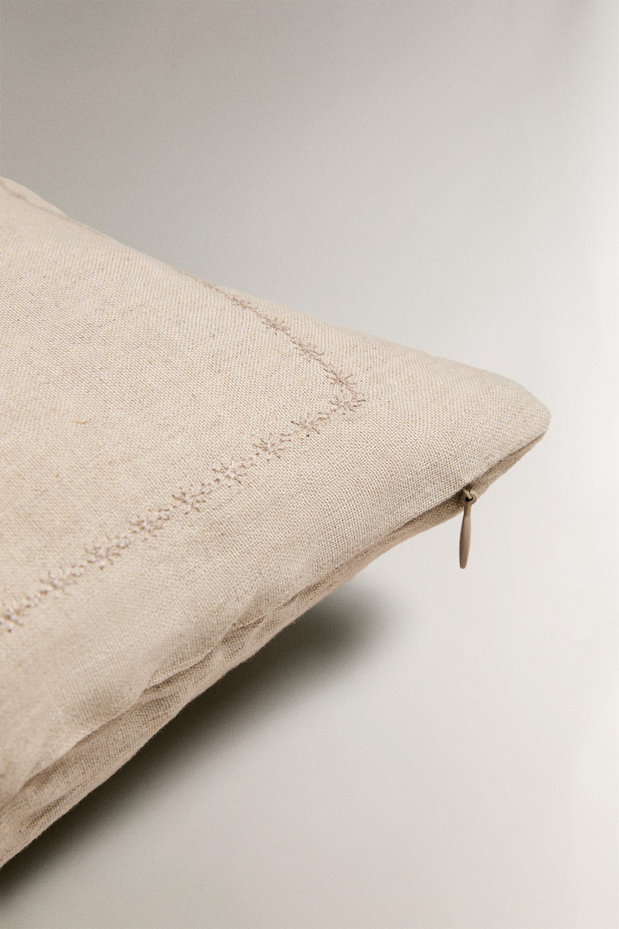 HOUSSE DE COUSSIN ÉDREDON LIN MATELASSÉ POIS