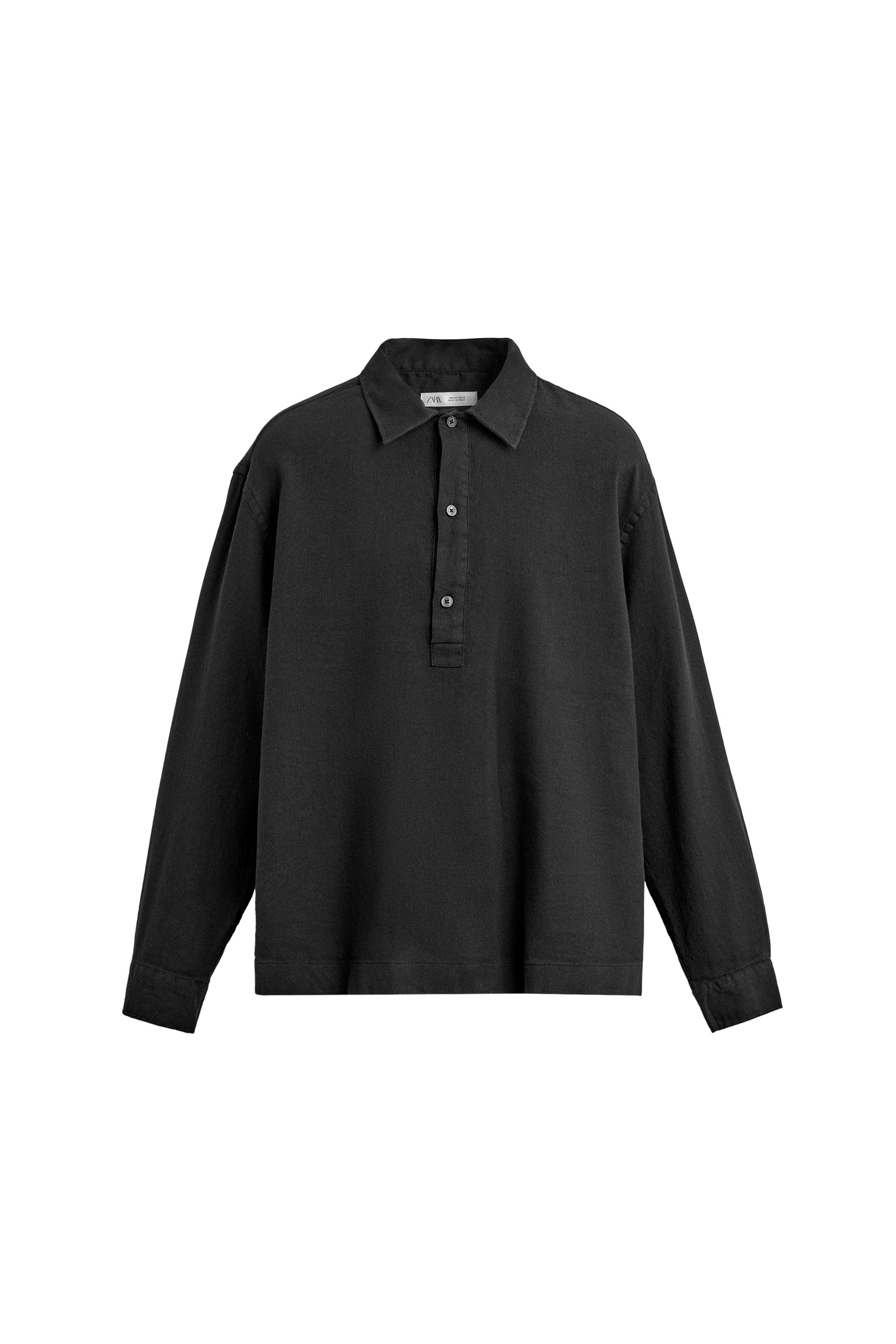 COTTON-LINEN POLO SHIRT - Midnight blue | ZARA United States