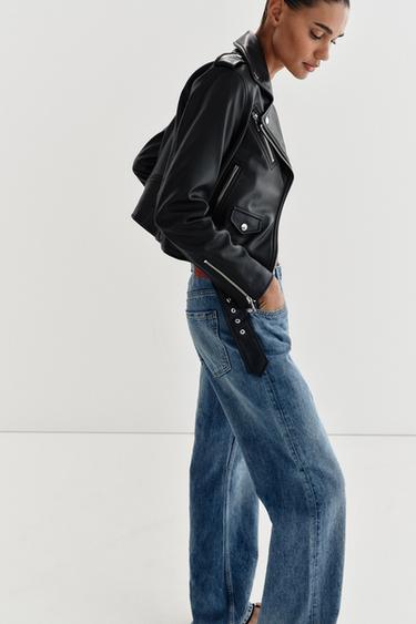LEATHER EFFECT BIKER JACKET - Black by Zara - Image 3