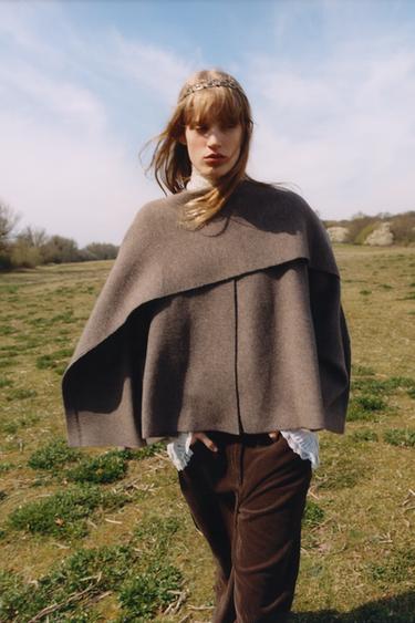 SHORT CAPE JACKET - Brown / Taupe by Zara - Image 0