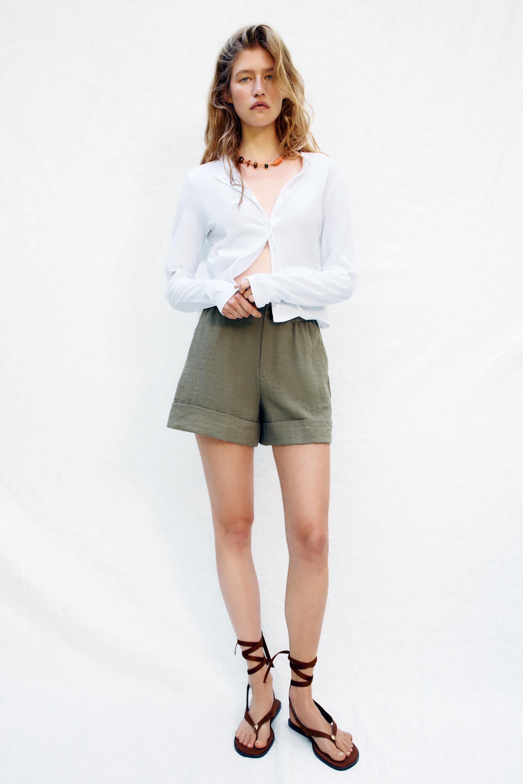 Женские шорты Zara CUFFED HEM SHORTS
