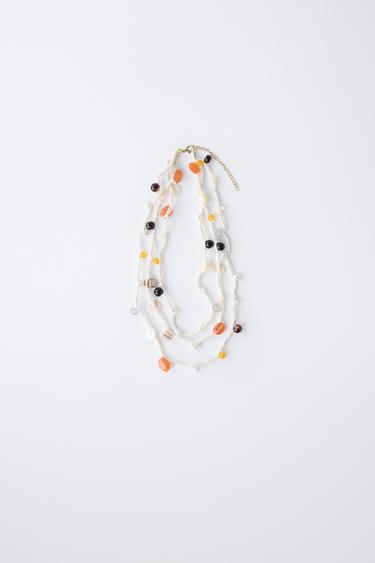 BEADED AND SEASHELL ROPE NECKLACE - Ecru by Zara - Image 0