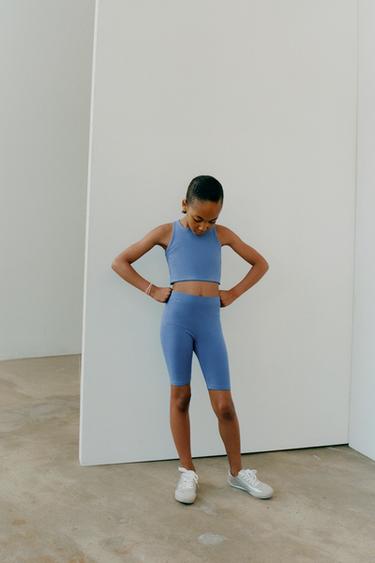 Zara STRAPPY CROP TOP - Bluish