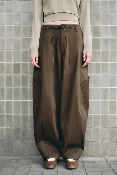 BALLOON CARGO TROUSERS - Brown by Zara