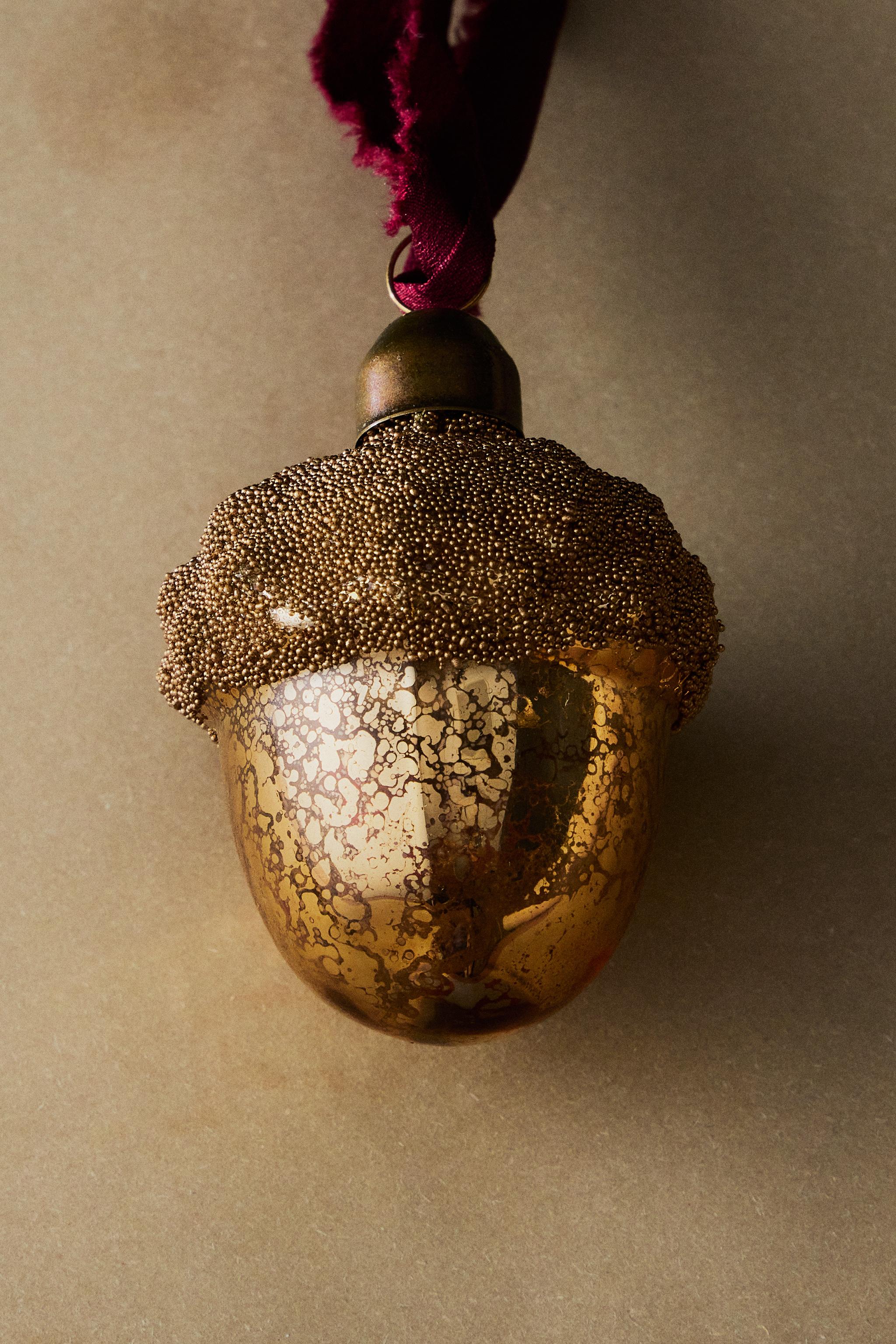 GLASS ACORN CHRISTMAS TREE ORNAMENT