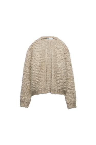 SHORT KNIT CARDIGAN WITH METALLIC THREAD