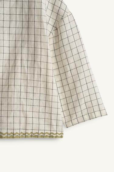 LIMITED EDITION CONTRAST EMBROIDERED CHECK SHIRT - Black / White by Zara - Image 6