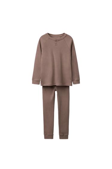 AGES 6-14 / MERINO WOOL PYJAMAS - Brown by Zara - Image 0