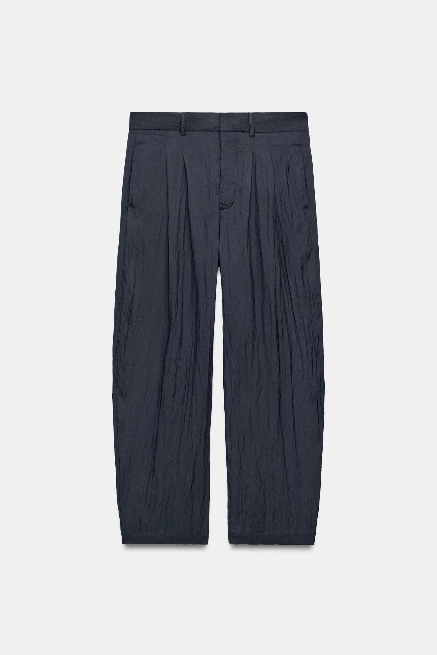 Женские брюки Zara ZW Collection Fluid Pleated, цвет: Тёмный серый — фото 6