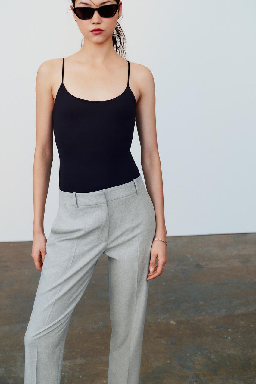 Cotton blend strappy bodysuit · Black · T-shirts And Polo Shirts