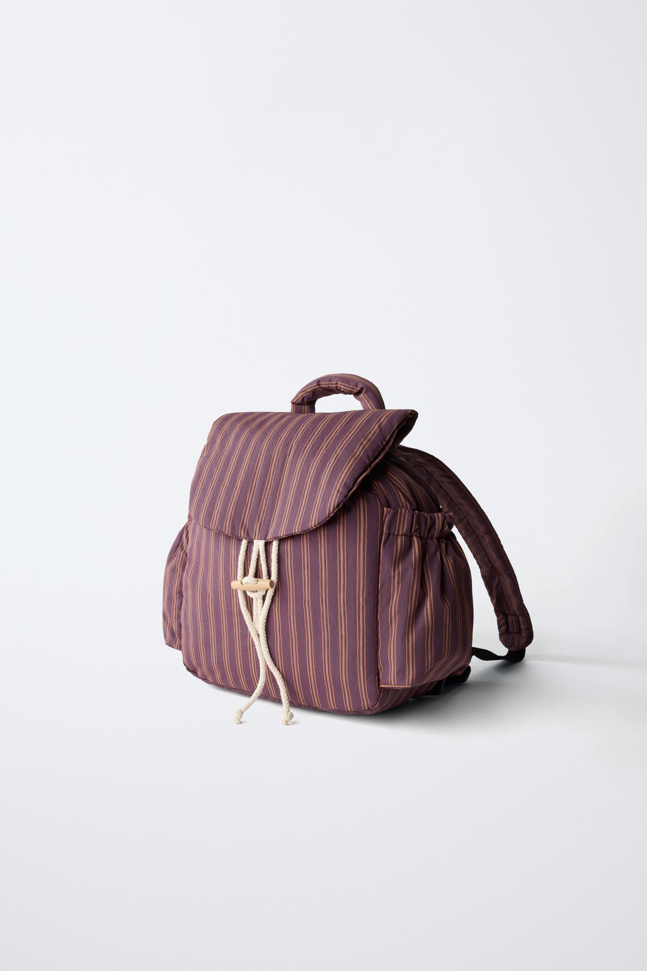 ZARA TIMELESS - STRIPED BACKPACK — Caramel Brown