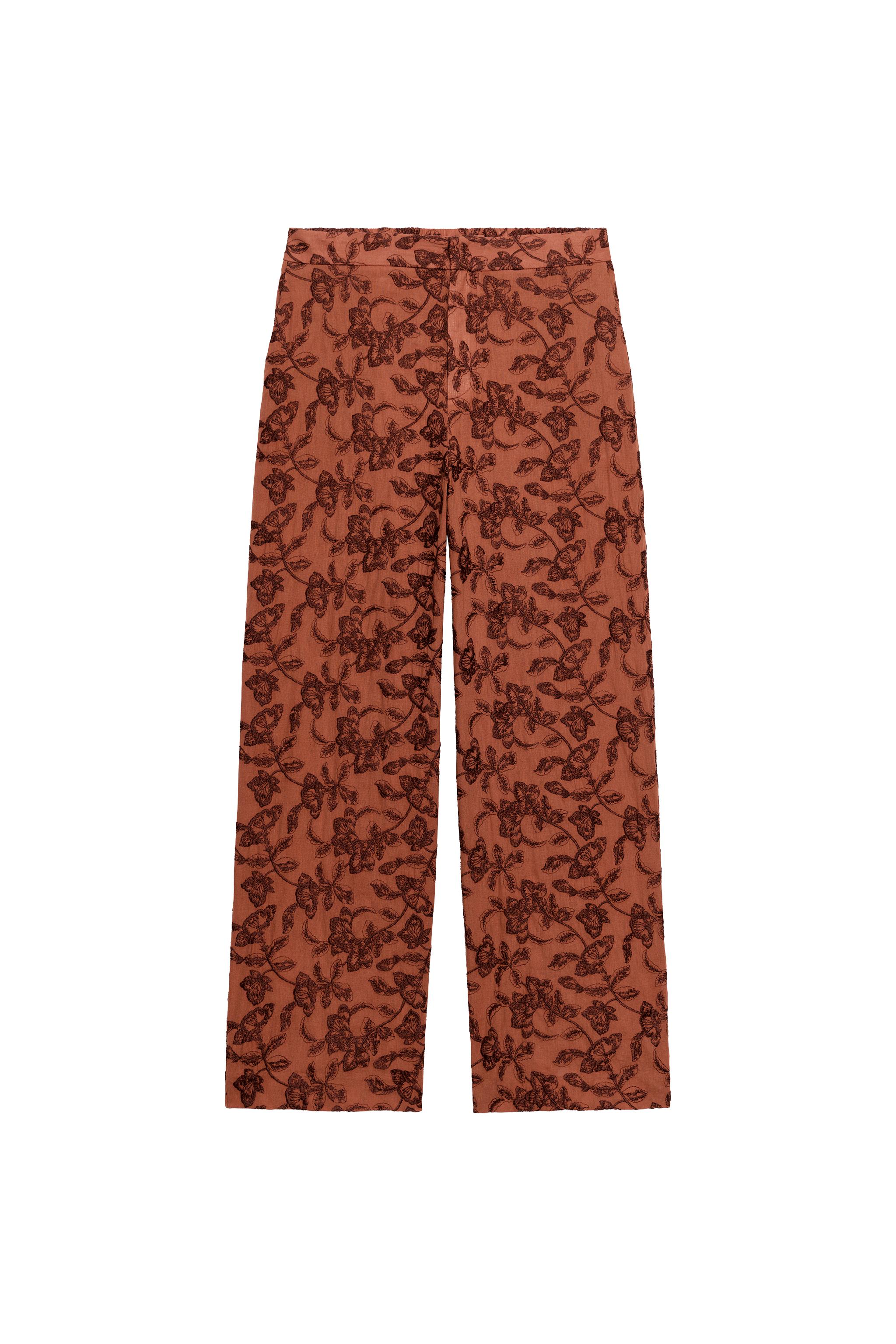 PANTALON DROIT BRODERIES