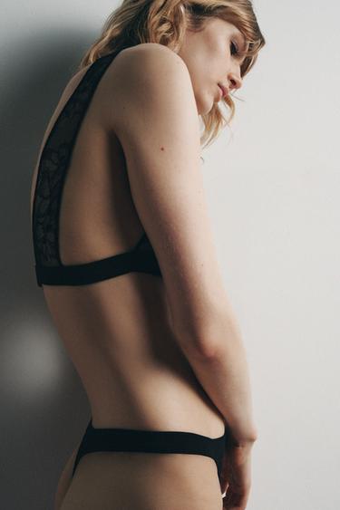 BRALETTE TRIANGLE DENTELLE - Noir de Zara - Image 2