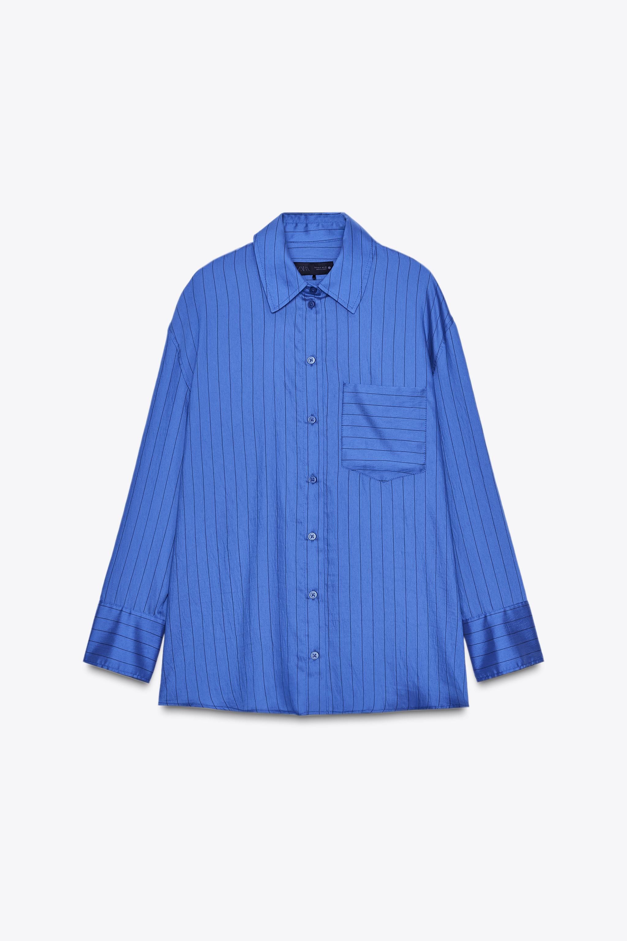 CAMISA RAYAS OVERSIZE ZW COLLECTION Azul ZARA Mexico