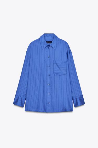 CAMISA RAYAS OVERSIZE ZW COLLECTION - Azul de Zara