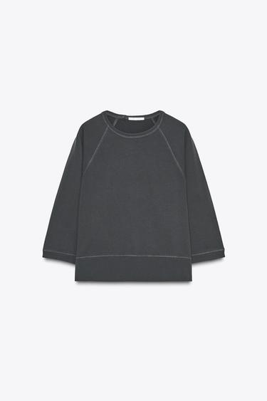 SUDADERA MANGA RANGLÁN - Gris de Zara