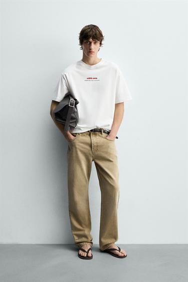 Zara EMBROIDERED & PRINTED TEXT T-SHIRT - White - Image 0