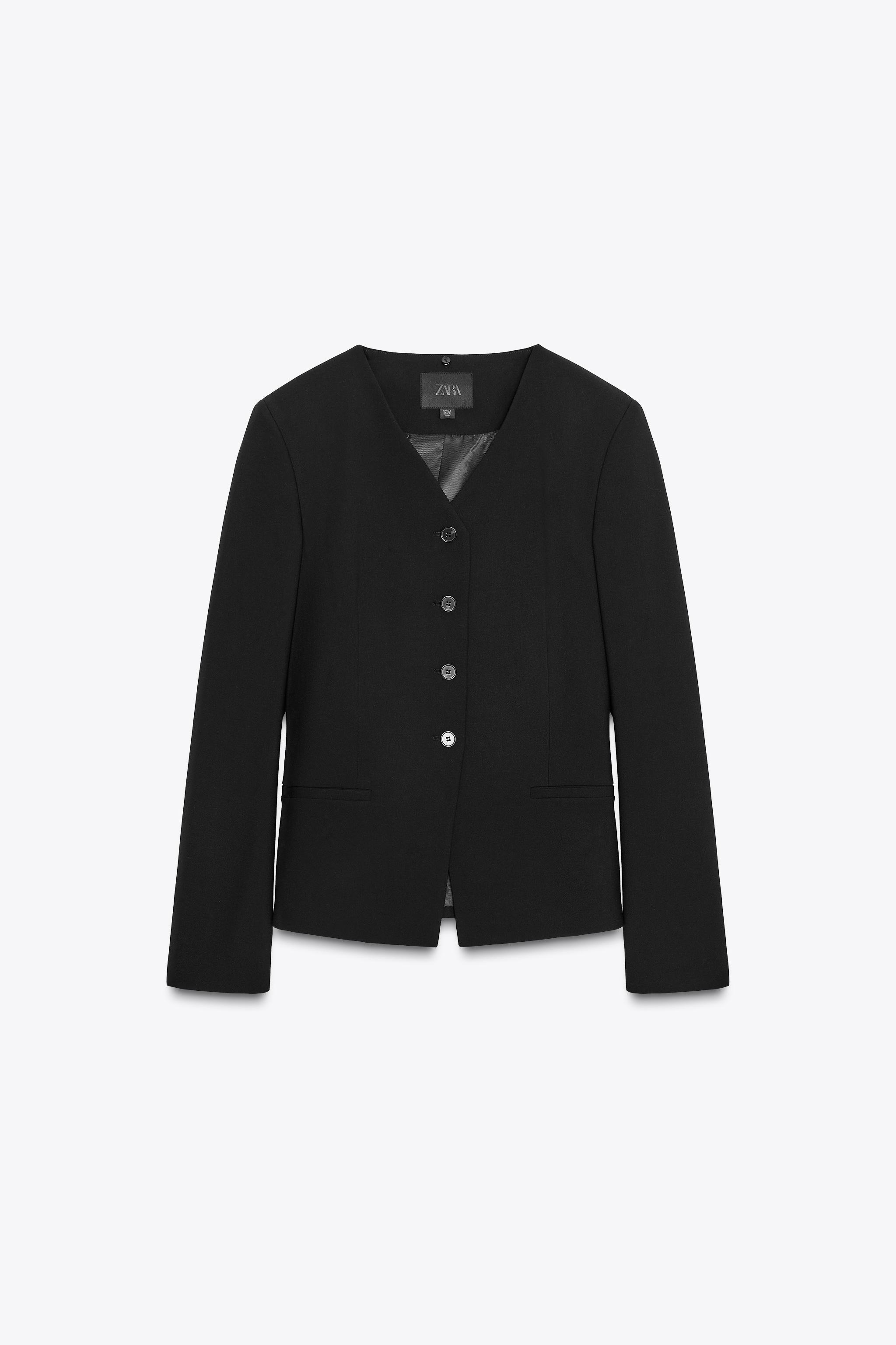 CONTRAST DETACHABLE COLLAR BLAZER - Black | ZARA United States