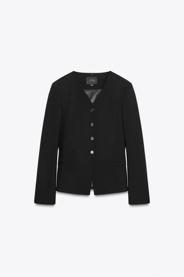 BLAZER COL AMOVIBLE CONTRASTE - Noir de Zara - Image 8