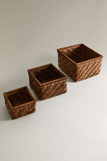 CORBEILLE CARRÉE BOIS - Marron de Zara - Image 1