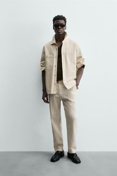 CAMISA AMPLA RELAX FIT ESTRUTURA - Branco-marfim da Zara - Imagem 0