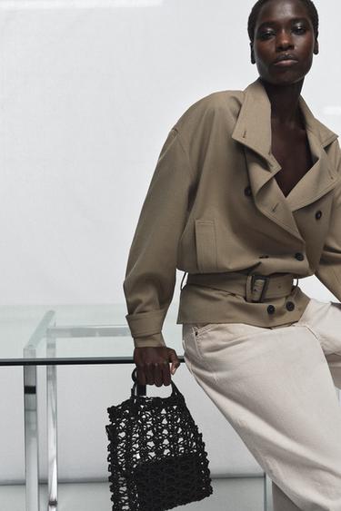 ЖАКЕТ СВОБОДНОГО КРОЯ С ПОЯСОМ — ZW COLLECTION — СЕРО-КОРИЧНЕВЫЙ от Zara