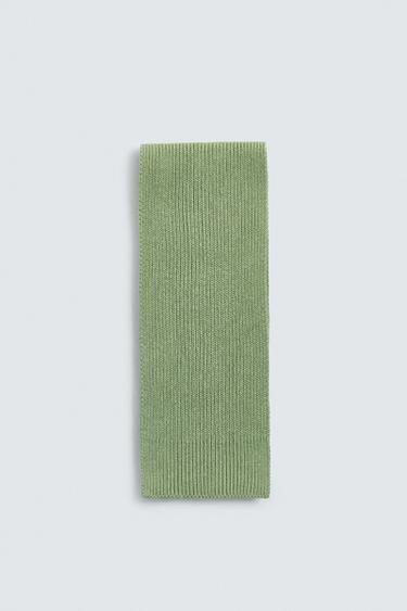 COTTON BLEND KNIT SCARF - Green marl by Zara