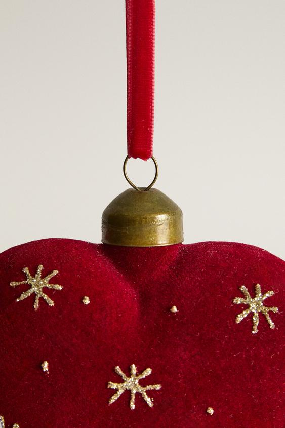 ORNEMENT SAPIN CŒUR VELOURS NOËL - Rouge | ZARA France