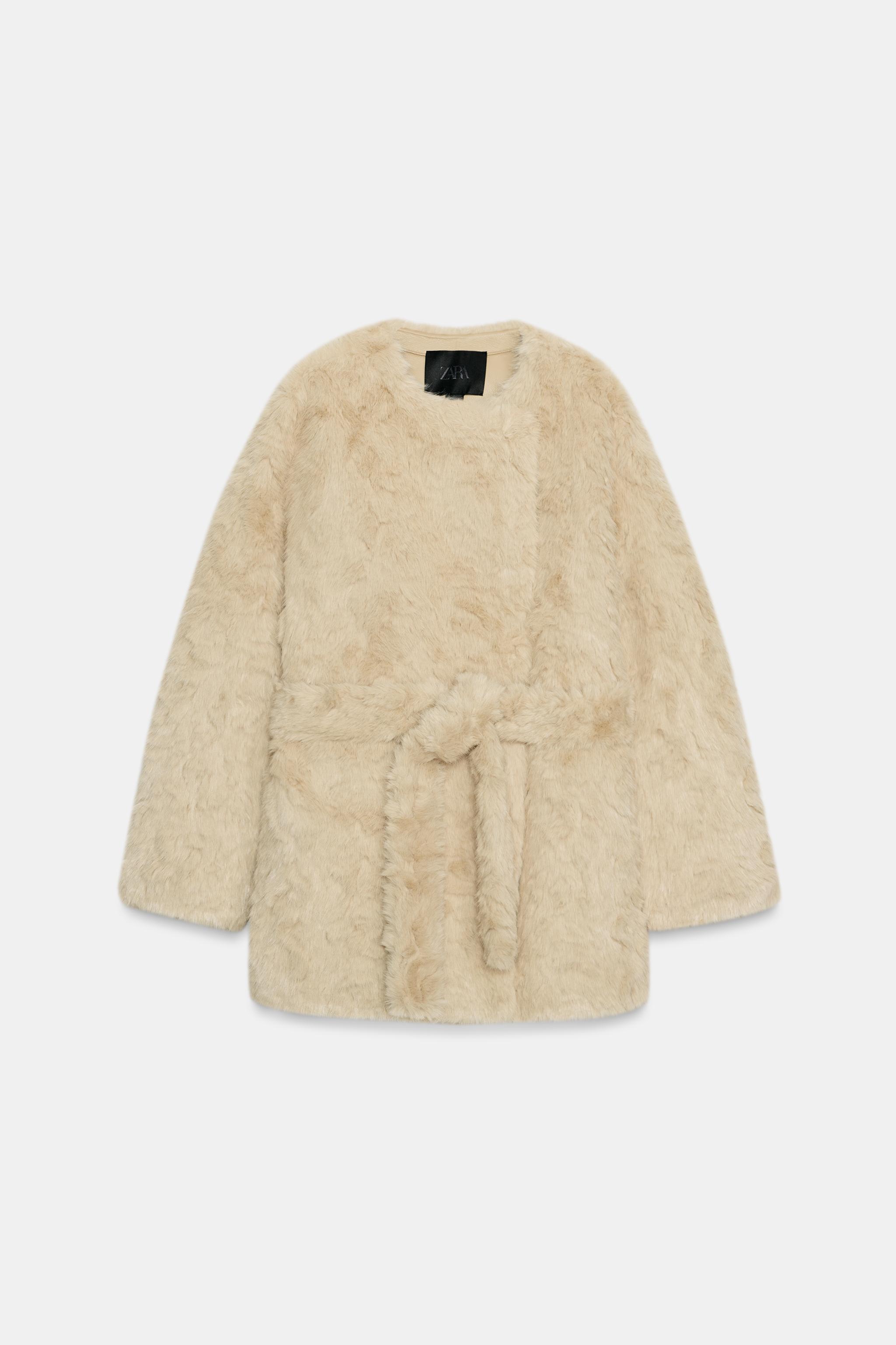 ベルト付きフェイクファージャケット ZW COLLECTION - エクリュ