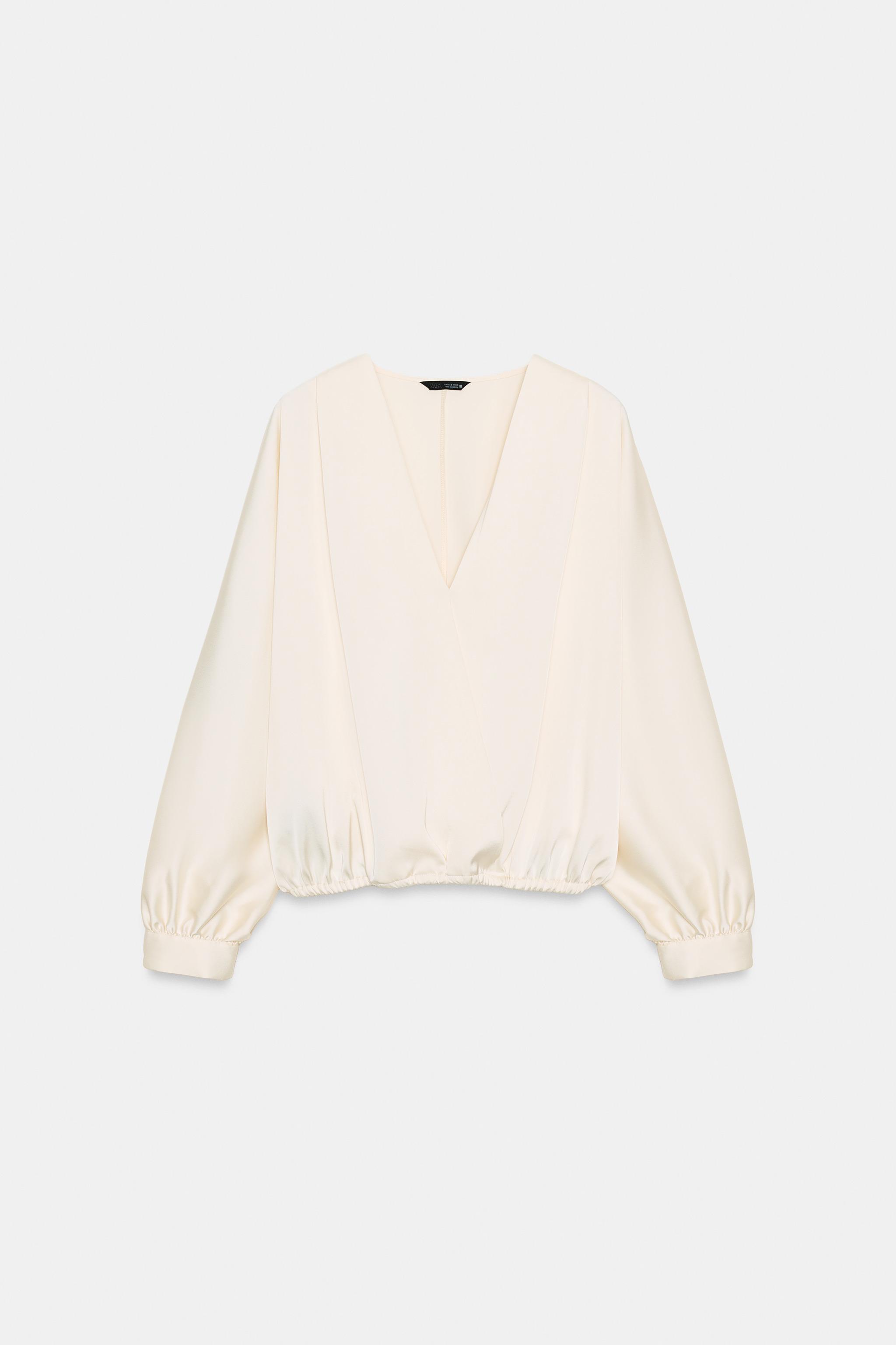 SATIN EFFECT WRAP BLOUSE