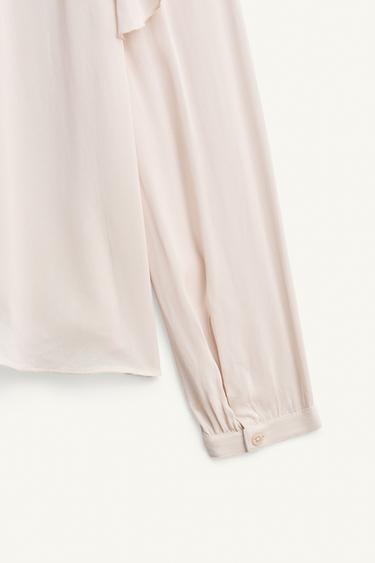 RUFFLED BLOUSE WITH BOW LIMITED EDITION - Beige-pink by Zara - Image 7