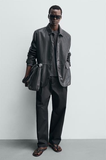 BOLSA DE OMBRO DE COURO - Preto da Zara - Imagem 0